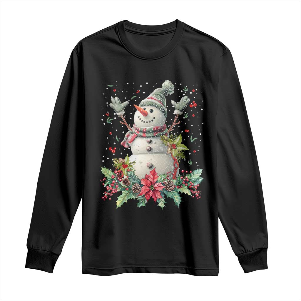 Christmas Snowman Long Sleeve Shirt Retro Winter Holiday Gift For Her