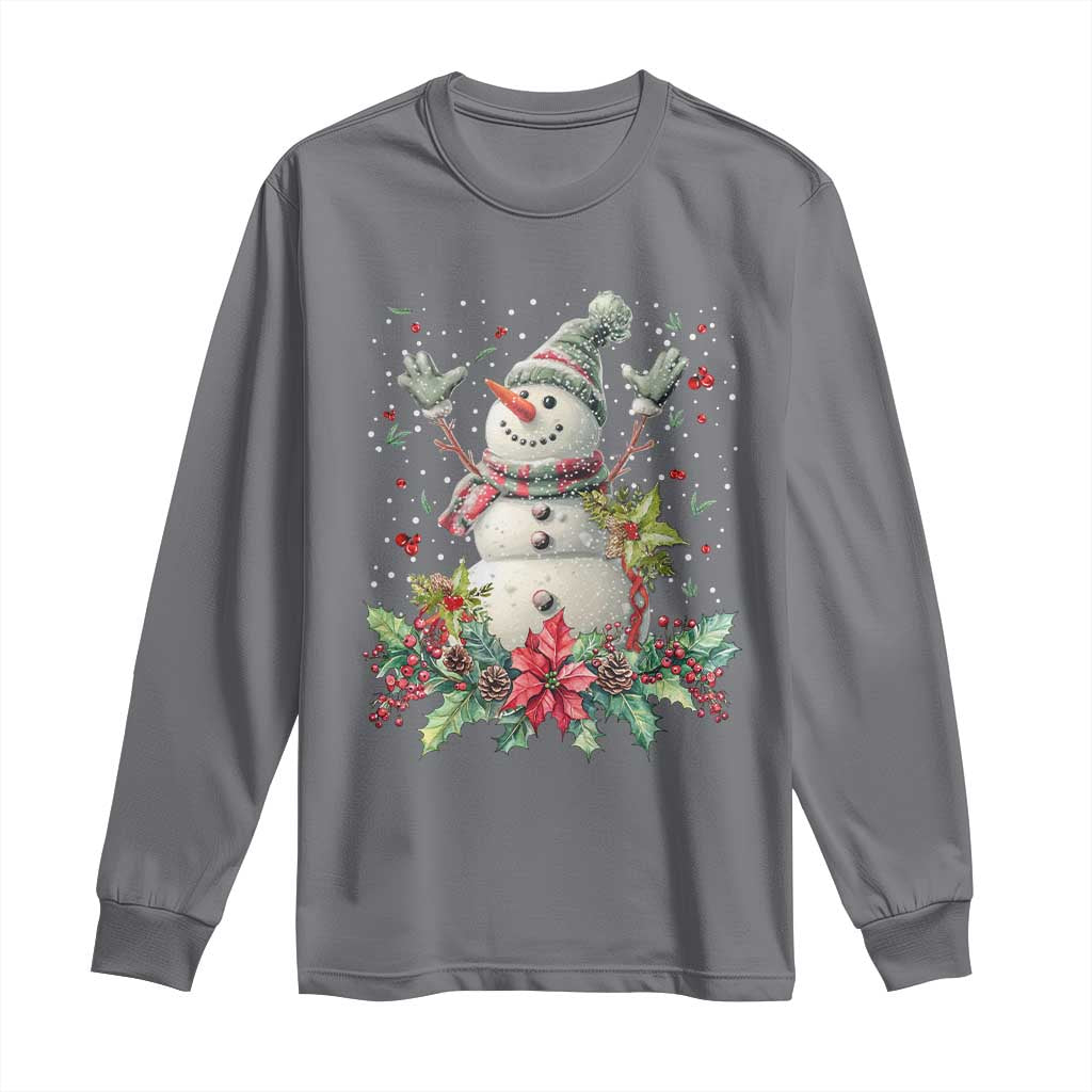 Christmas Snowman Long Sleeve Shirt Retro Winter Holiday Gift For Her