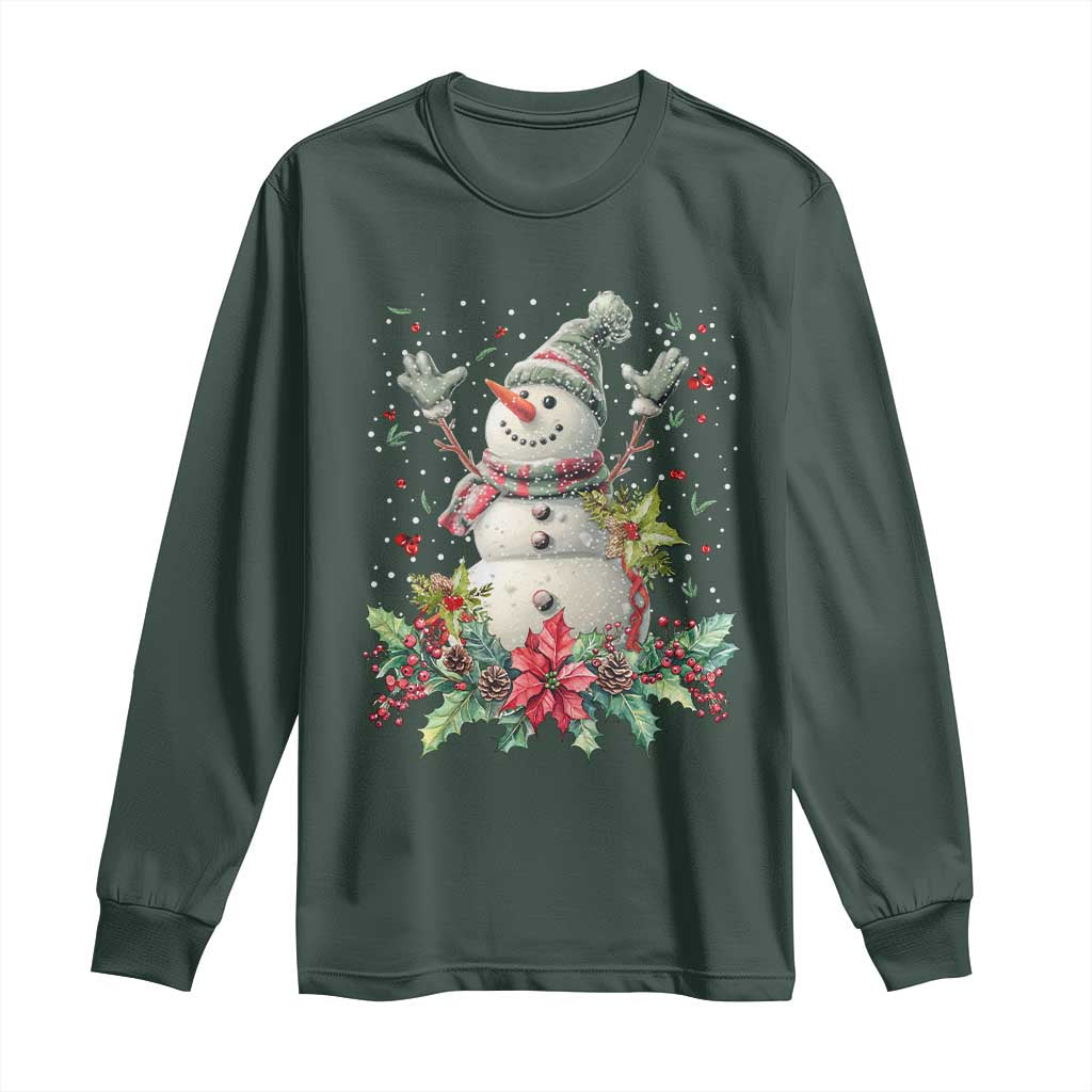 Christmas Snowman Long Sleeve Shirt Retro Winter Holiday Gift For Her