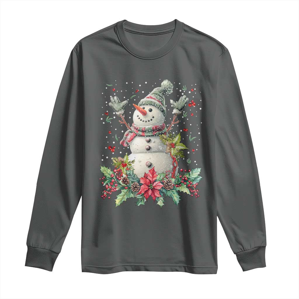 Christmas Snowman Long Sleeve Shirt Retro Winter Holiday Gift For Her
