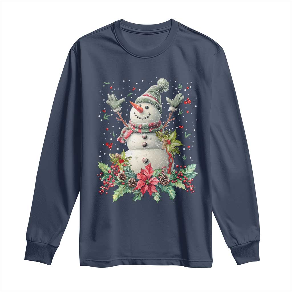 Christmas Snowman Long Sleeve Shirt Retro Winter Holiday Gift For Her