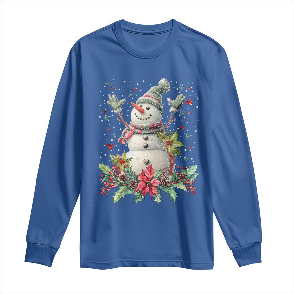 Christmas Snowman Long Sleeve Shirt Retro Winter Holiday Gift For Her