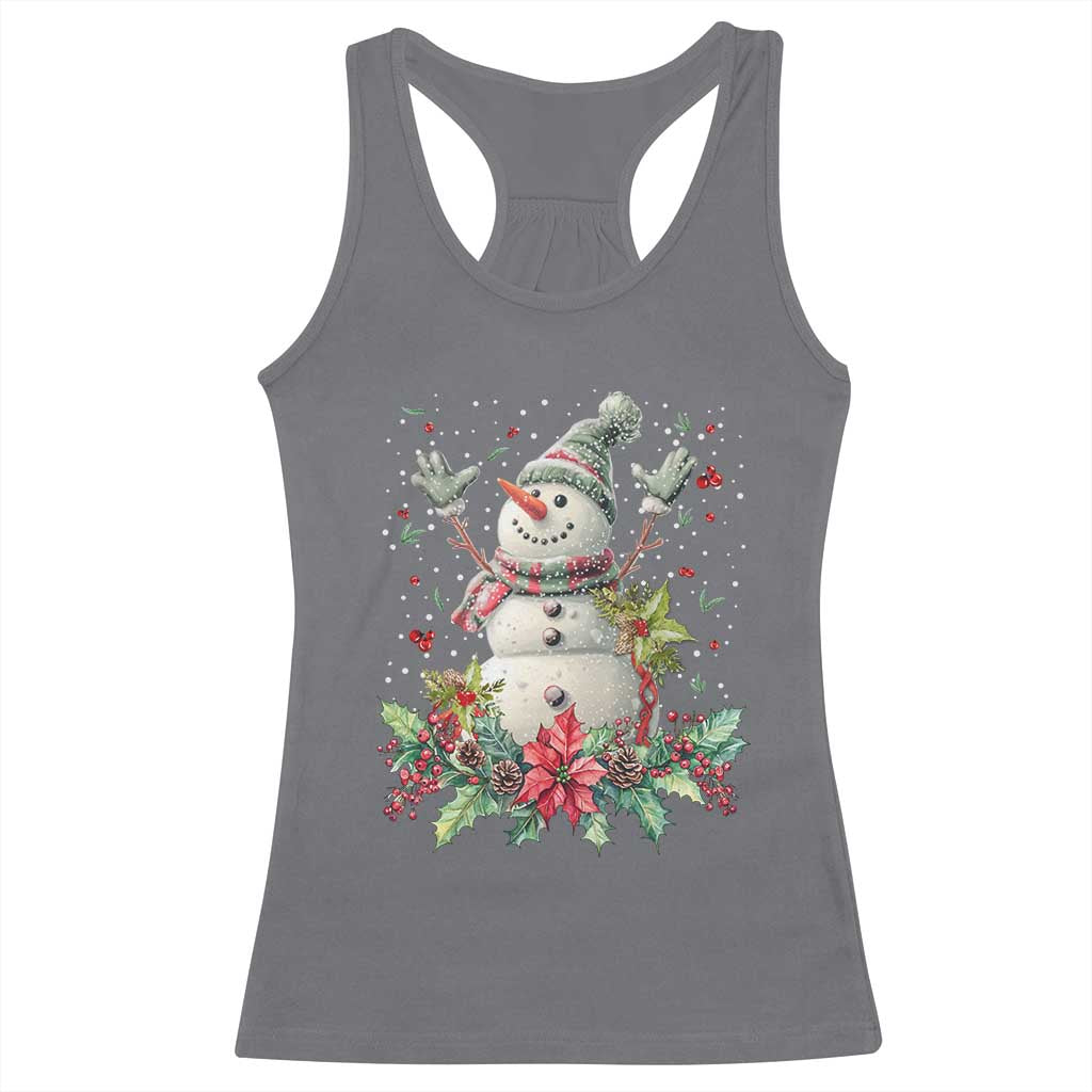 Christmas Snowman Racerback Tank Top Retro Winter Holiday Gift For Her