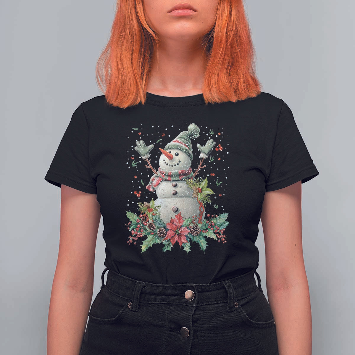 Christmas Snowman T Shirt For Women Retro Winter Holiday Gift For Her - Wonder Print Shop