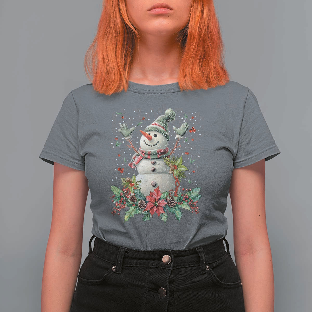 Christmas Snowman T Shirt For Women Retro Winter Holiday Gift For Her - Wonder Print Shop
