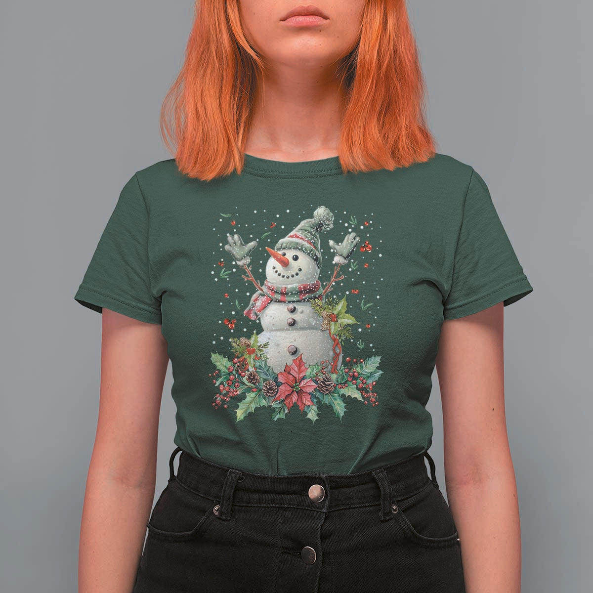 Christmas Snowman T Shirt For Women Retro Winter Holiday Gift For Her - Wonder Print Shop