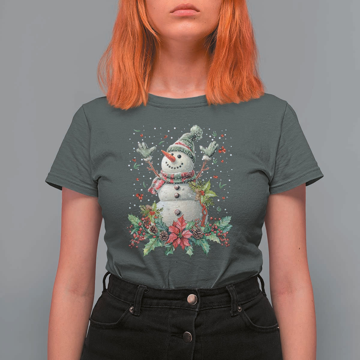 Christmas Snowman T Shirt For Women Retro Winter Holiday Gift For Her - Wonder Print Shop