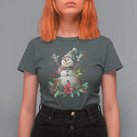 Christmas Snowman T Shirt For Women Retro Winter Holiday Gift For Her - Wonder Print Shop