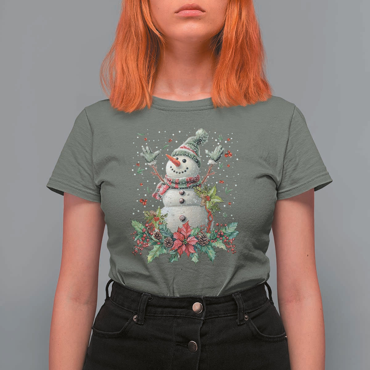 Christmas Snowman T Shirt For Women Retro Winter Holiday Gift For Her - Wonder Print Shop