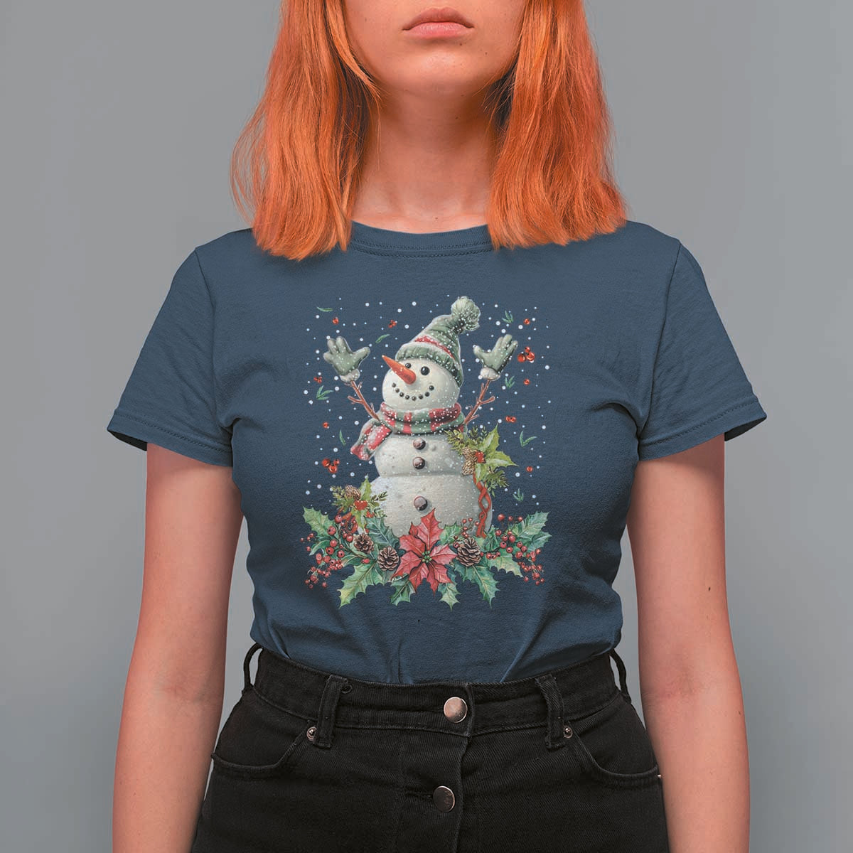 Christmas Snowman T Shirt For Women Retro Winter Holiday Gift For Her - Wonder Print Shop