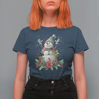 Christmas Snowman T Shirt For Women Retro Winter Holiday Gift For Her - Wonder Print Shop