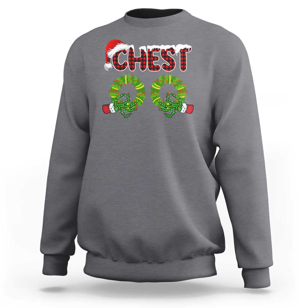 Christmas Couples Sweatshirt Chest Nuts Funny Couples Matching Chestnuts - Wonder Print Shop