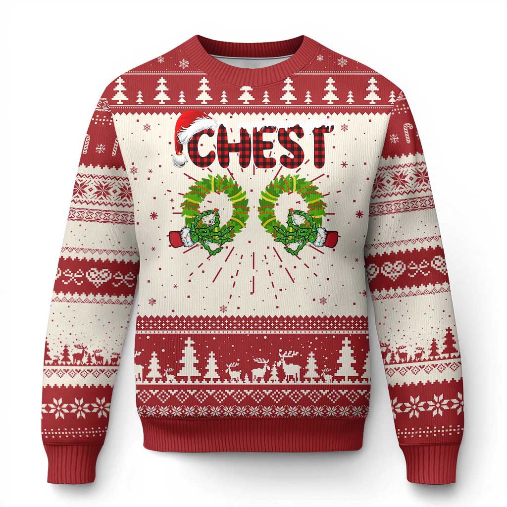 Couples Matching Ugly Christmas Sweater Chest Nuts Funny Couples Chestnuts - Wonder Print Shop