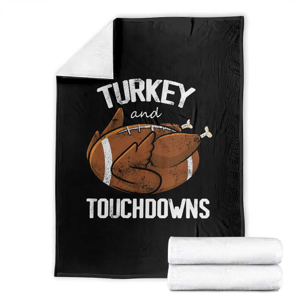 Funny Thanksgiving Throw Blanket Turkey and Touchdowns Football Season - Wonder Print Shop