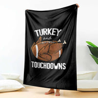 Funny Thanksgiving Throw Blanket Turkey and Touchdowns Football Season - Wonder Print Shop