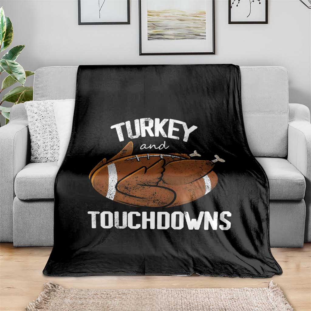 Funny Thanksgiving Throw Blanket Turkey and Touchdowns Football Season - Wonder Print Shop