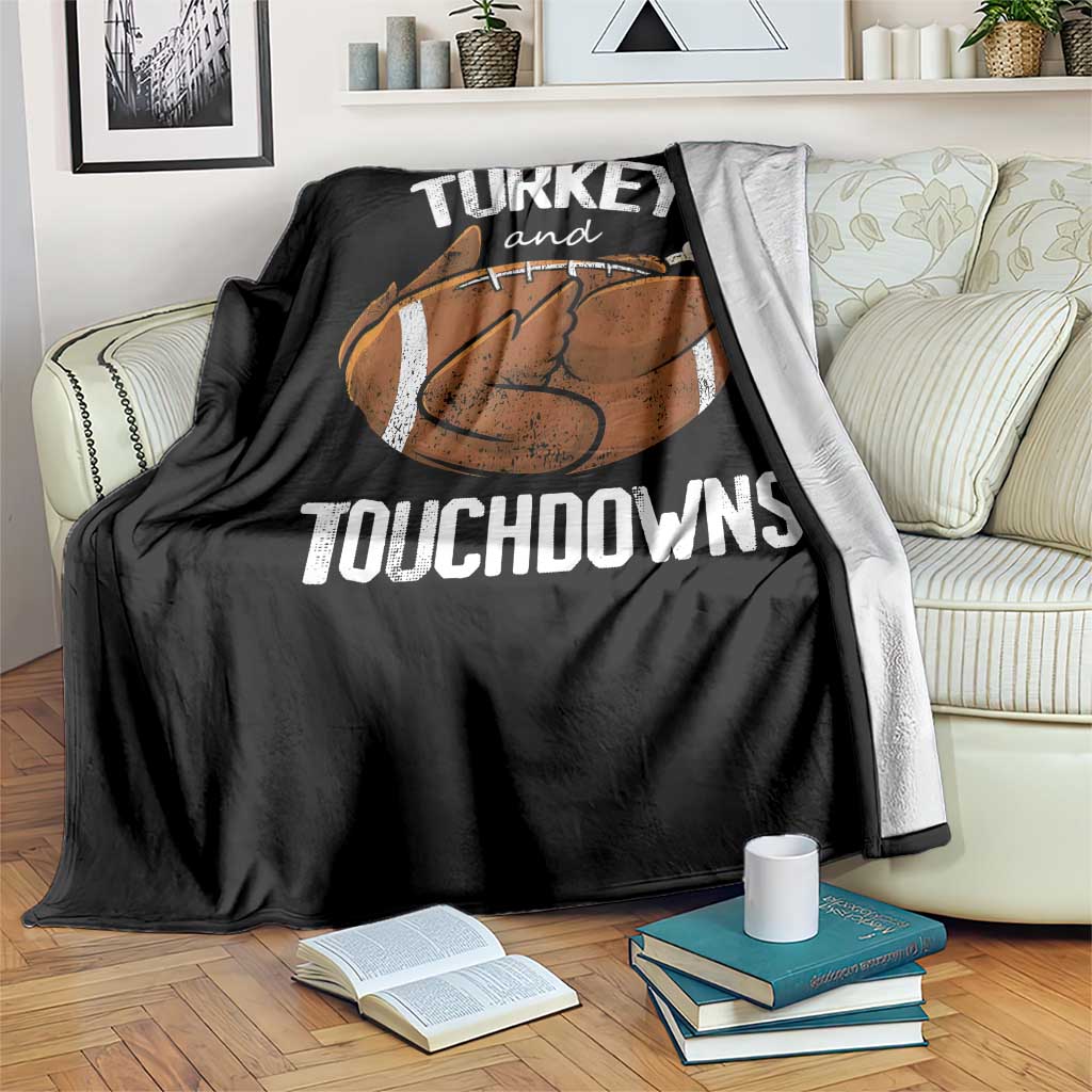 Funny Thanksgiving Throw Blanket Turkey and Touchdowns Football Season - Wonder Print Shop