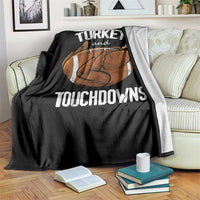 Funny Thanksgiving Throw Blanket Turkey and Touchdowns Football Season - Wonder Print Shop