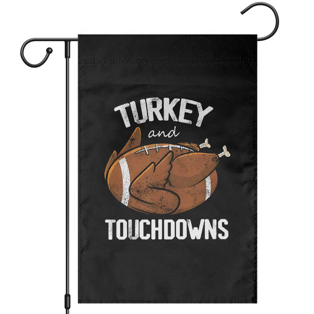 Funny Thanksgiving Garden Flag Turkey and Touchdowns Football Season - Wonder Print Shop