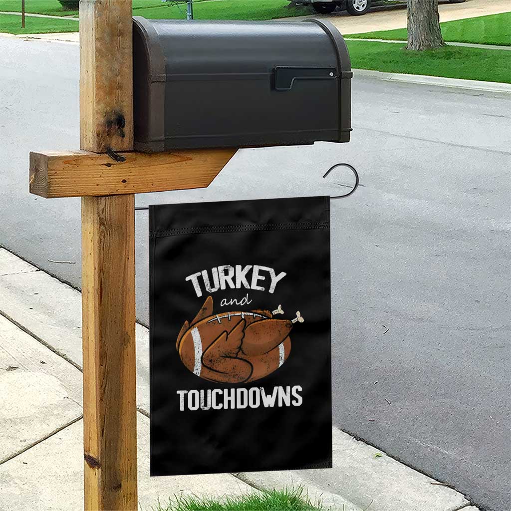 Funny Thanksgiving Garden Flag Turkey and Touchdowns Football Season - Wonder Print Shop