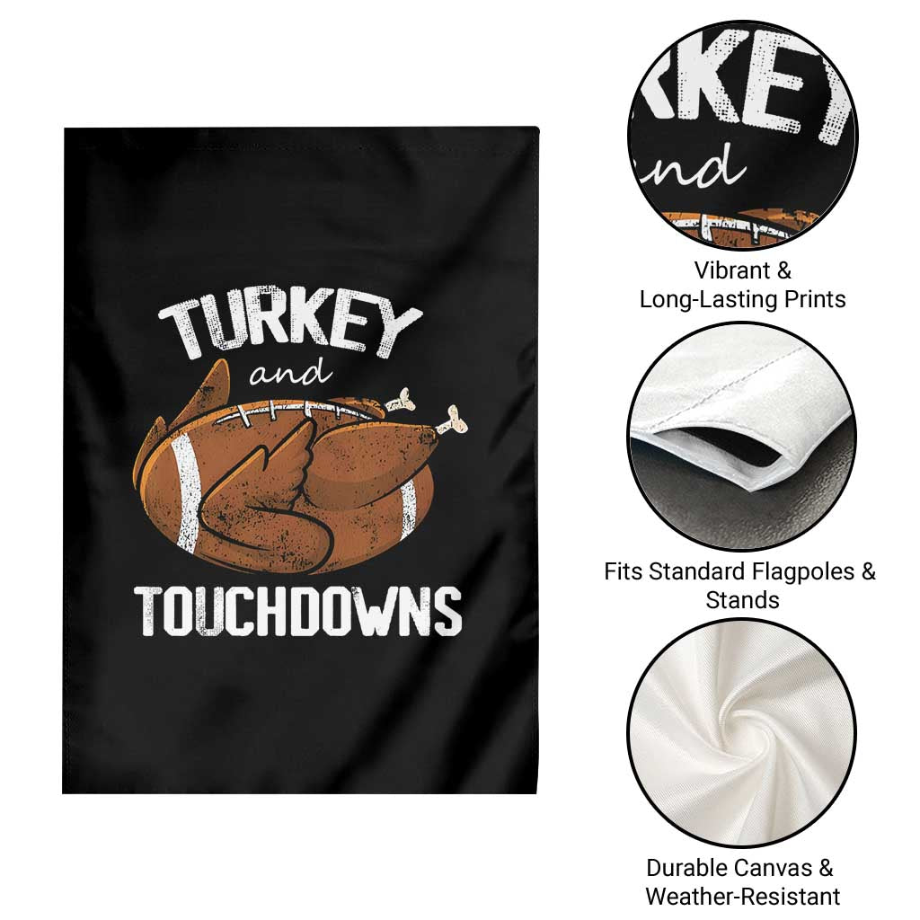 Funny Thanksgiving Garden Flag Turkey and Touchdowns Football Season - Wonder Print Shop