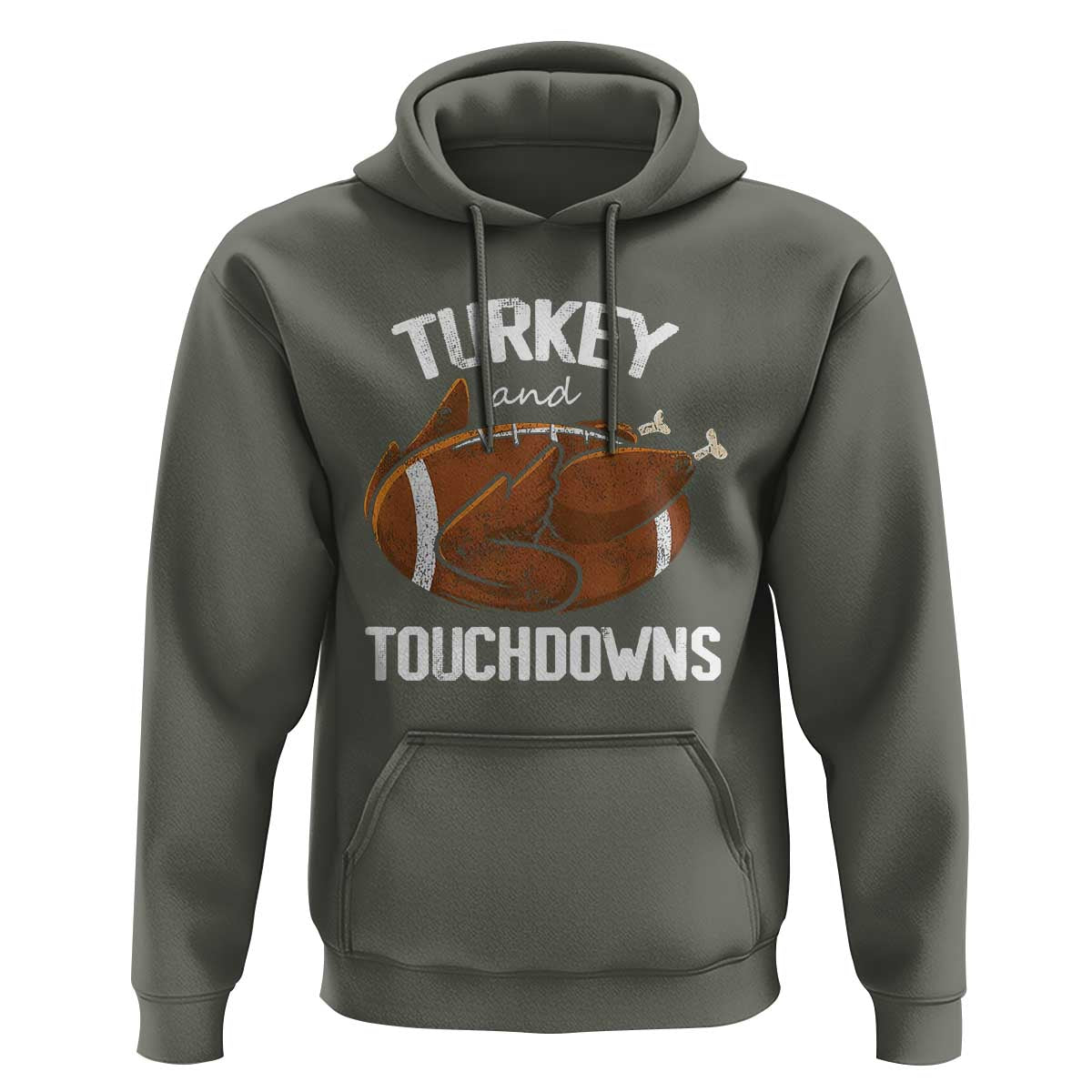 Funny Thanksgiving Hoodie Turkey and Touchdowns Football Season
