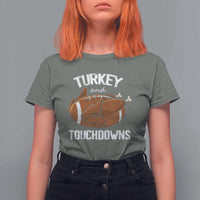 Funny Thanksgiving T Shirt For Women Turkey and Touchdowns Football Season - Wonder Print Shop