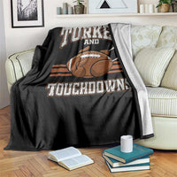 Thanksgiving Turkey And Touchdowns Football Throw Blanket Game Day Outfits American Football Player Gift - Wonder Print Shop