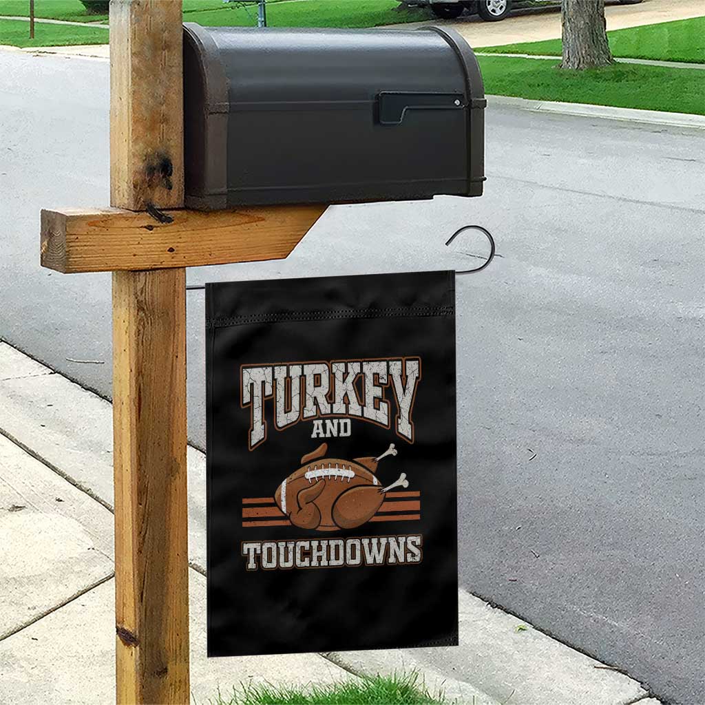 Thanksgiving Turkey And Touchdowns Football Garden Flag Game Day Outfits American Football Player Gift - Wonder Print Shop