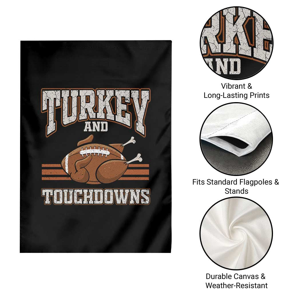 Thanksgiving Turkey And Touchdowns Football Garden Flag Game Day Outfits American Football Player Gift - Wonder Print Shop