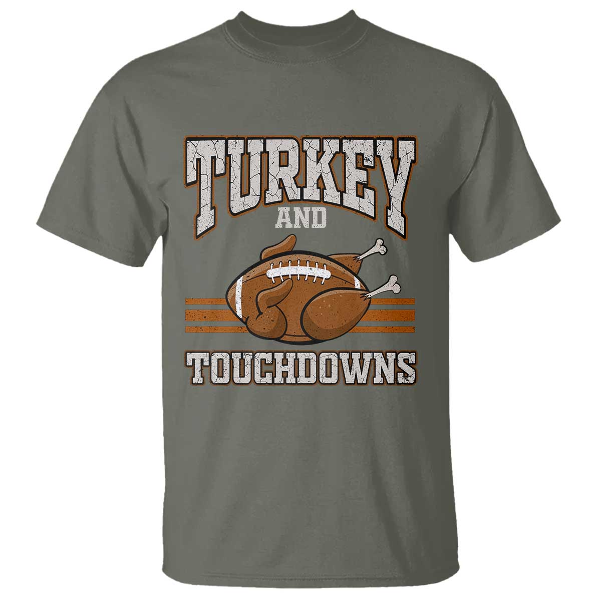 Thanksgiving Turkey And Touchdowns Football T Shirt Game Day Outfits American Football Player Gift - Wonder Print Shop