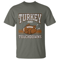 Thanksgiving Turkey And Touchdowns Football T Shirt Game Day Outfits American Football Player Gift - Wonder Print Shop
