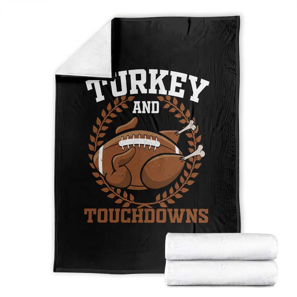 Thanksgiving Turkey And Touchdowns Football Season Throw Blanket Game Day Outfits American Football Player Gift - Wonder Print Shop