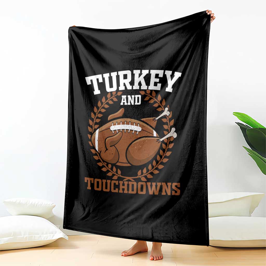 Thanksgiving Turkey And Touchdowns Football Season Throw Blanket Game Day Outfits American Football Player Gift - Wonder Print Shop