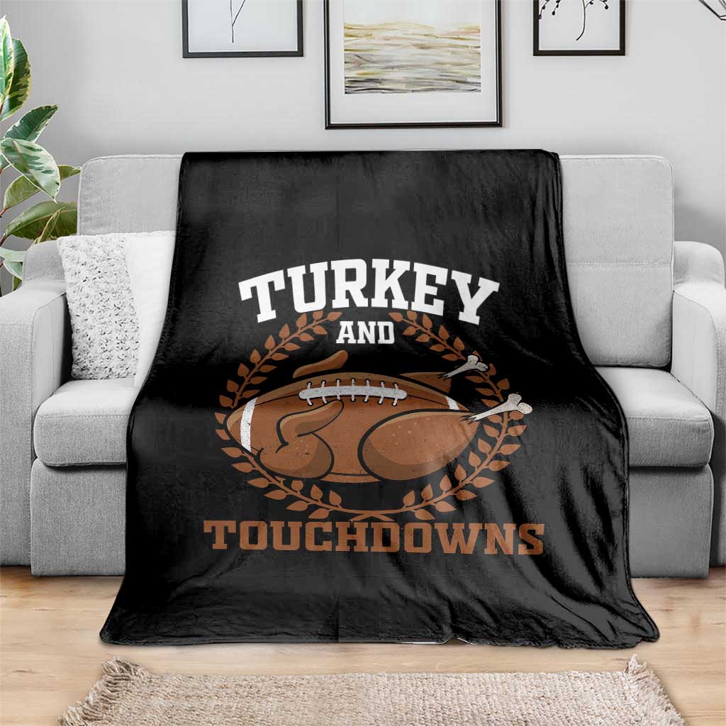 Thanksgiving Turkey And Touchdowns Football Season Throw Blanket Game Day Outfits American Football Player Gift - Wonder Print Shop