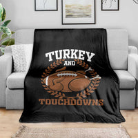 Thanksgiving Turkey And Touchdowns Football Season Throw Blanket Game Day Outfits American Football Player Gift - Wonder Print Shop