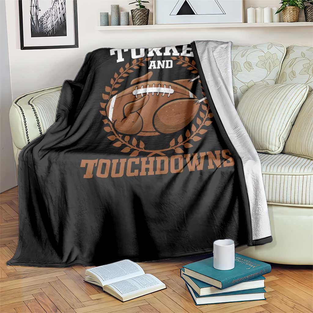 Thanksgiving Turkey And Touchdowns Football Season Throw Blanket Game Day Outfits American Football Player Gift - Wonder Print Shop