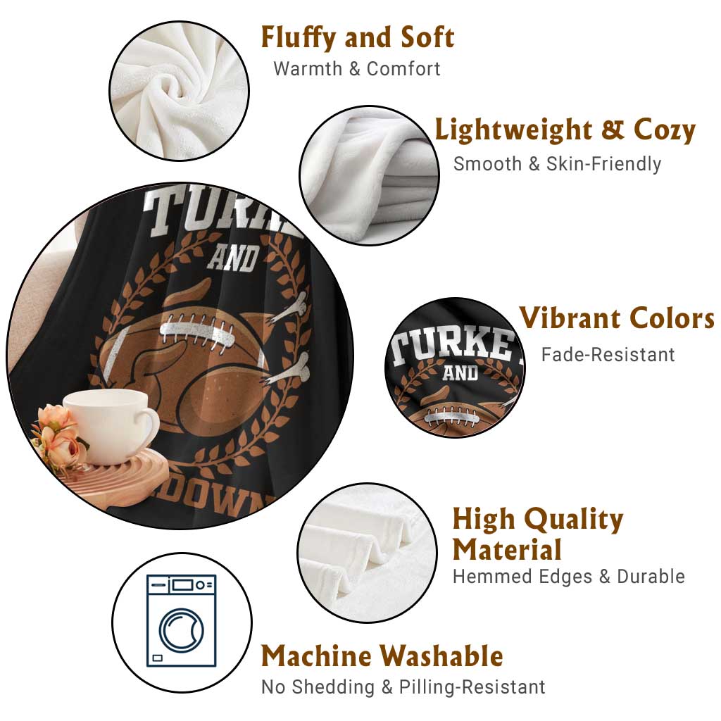 Thanksgiving Turkey And Touchdowns Football Season Throw Blanket Game Day Outfits American Football Player Gift - Wonder Print Shop