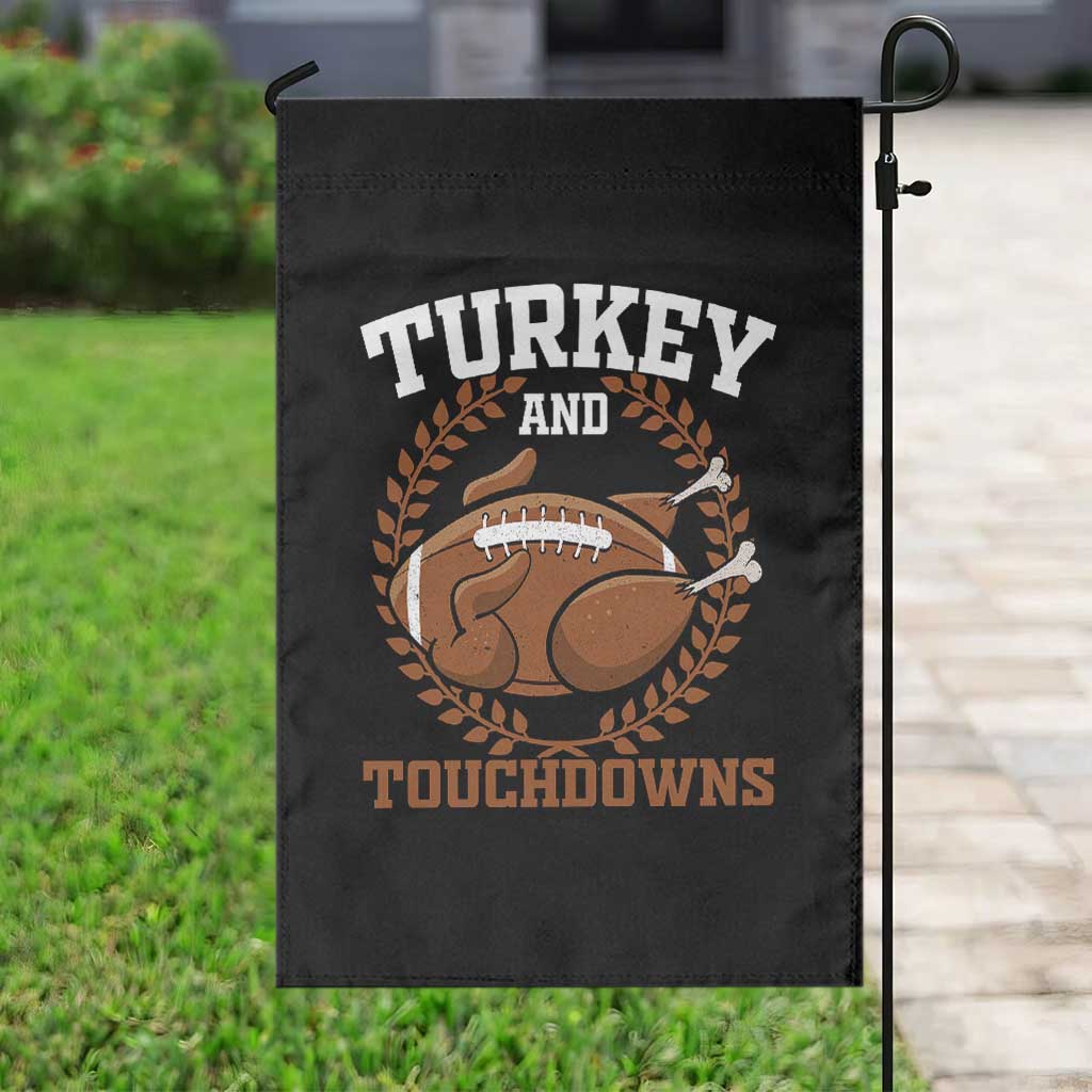 Thanksgiving Turkey And Touchdowns Football Season Garden Flag Game Day Outfits American Football Player Gift - Wonder Print Shop