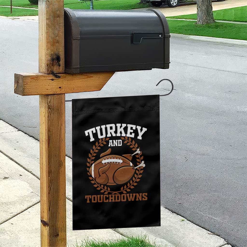 Thanksgiving Turkey And Touchdowns Football Season Garden Flag Game Day Outfits American Football Player Gift - Wonder Print Shop