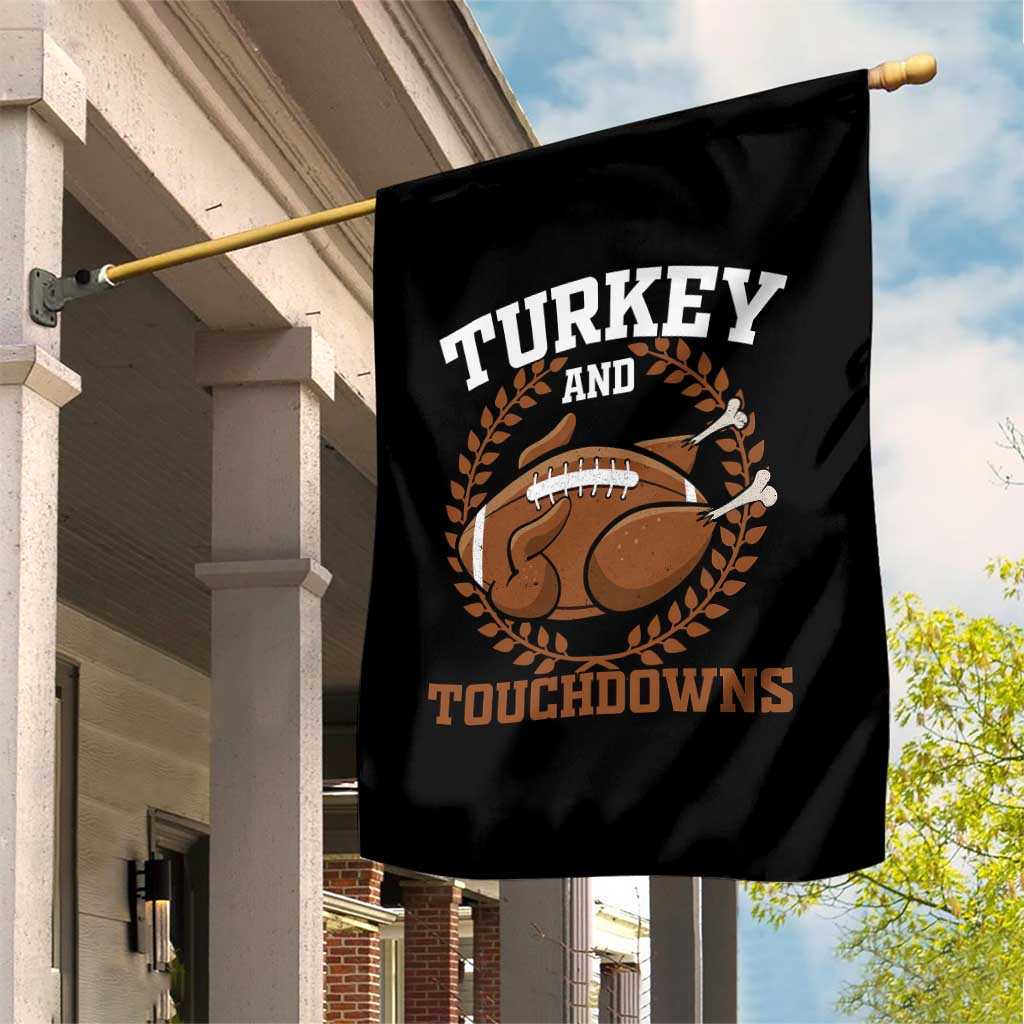 Thanksgiving Turkey And Touchdowns Football Season Garden Flag Game Day Outfits American Football Player Gift - Wonder Print Shop