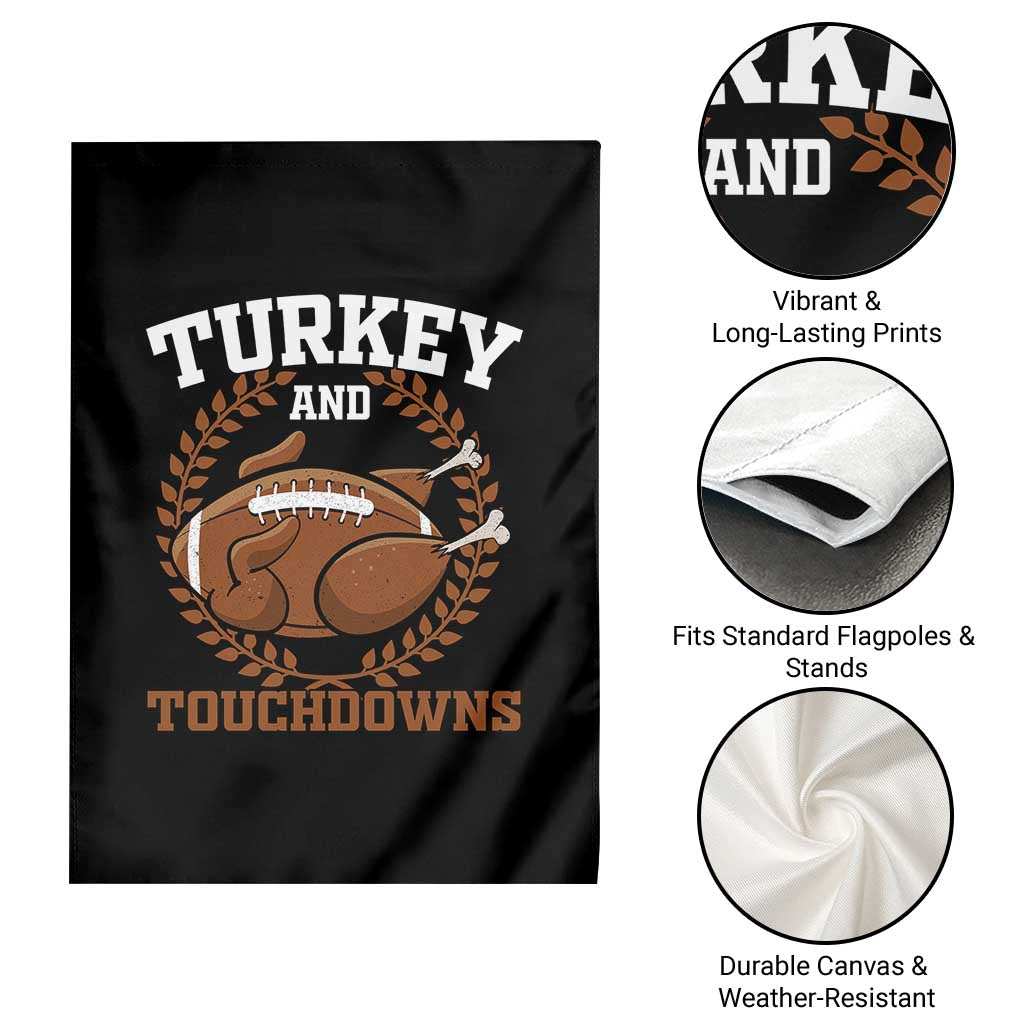 Thanksgiving Turkey And Touchdowns Football Season Garden Flag Game Day Outfits American Football Player Gift - Wonder Print Shop