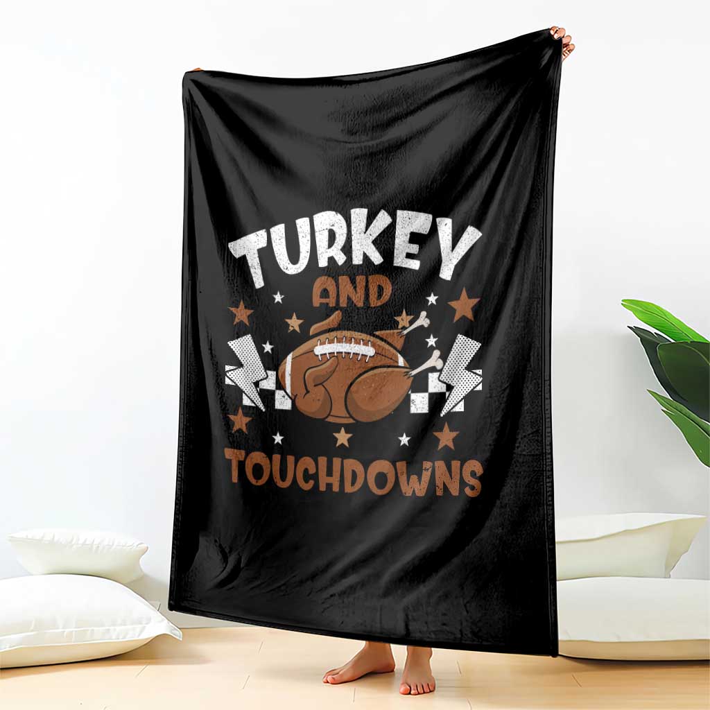 Thanksgiving Turkey And Touchdowns Football Season Throw Blanket Game Day - Wonder Print Shop