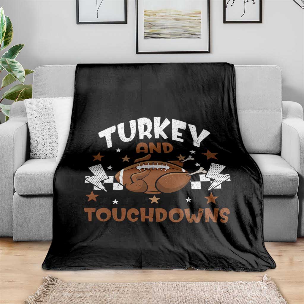 Thanksgiving Turkey And Touchdowns Football Season Throw Blanket Game Day - Wonder Print Shop