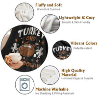 Thanksgiving Turkey And Touchdowns Football Season Throw Blanket Game Day - Wonder Print Shop