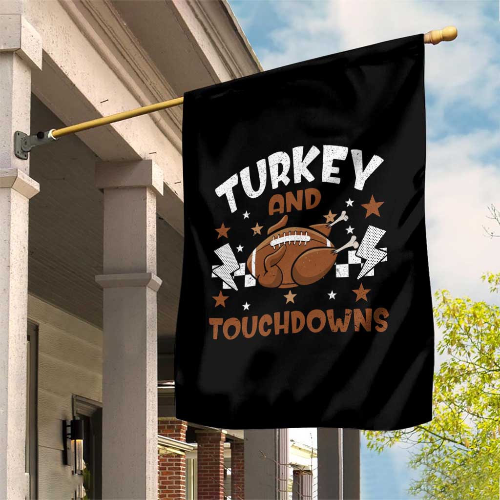 Thanksgiving Turkey And Touchdowns Football Season Garden Flag Game Day - Wonder Print Shop