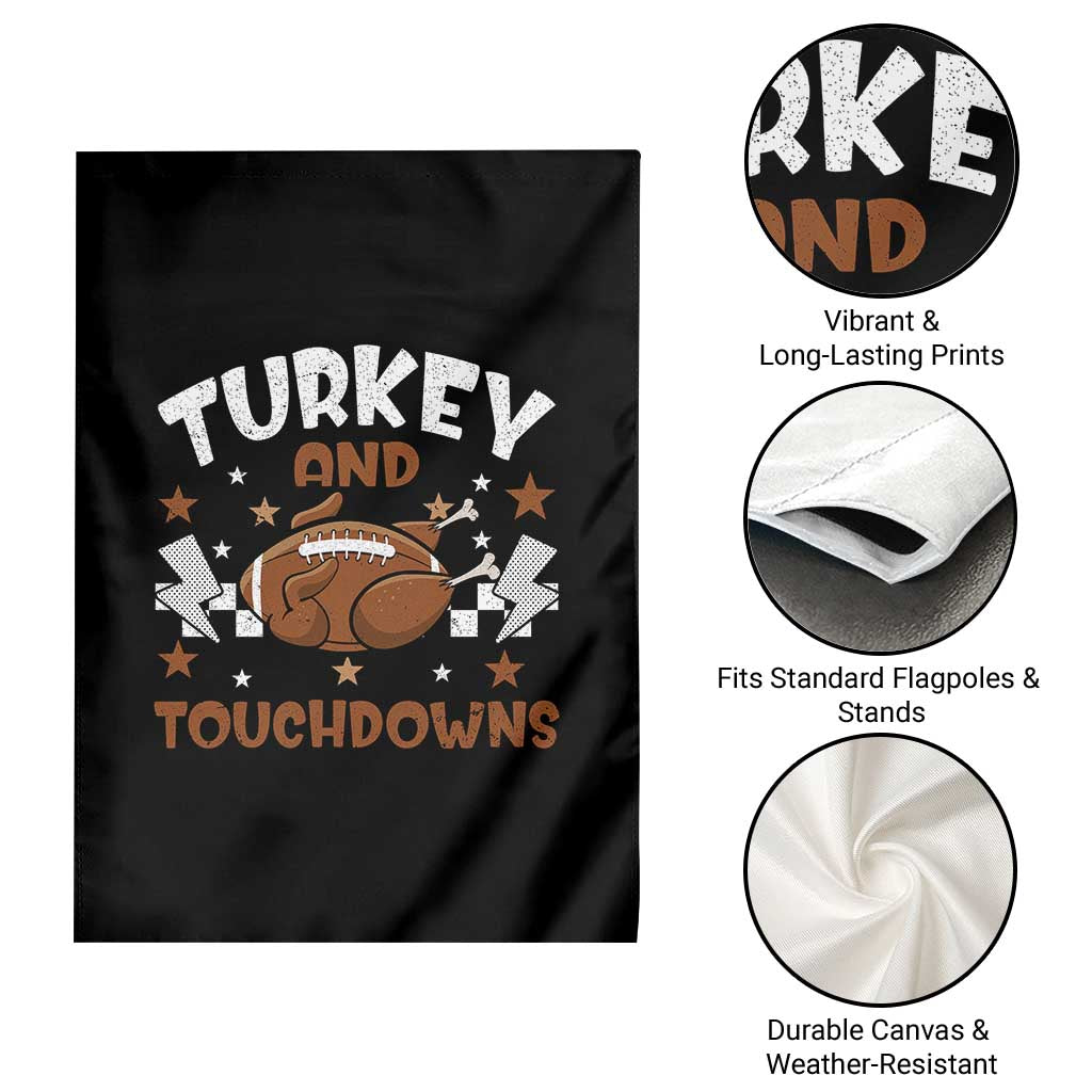 Thanksgiving Turkey And Touchdowns Football Season Garden Flag Game Day - Wonder Print Shop