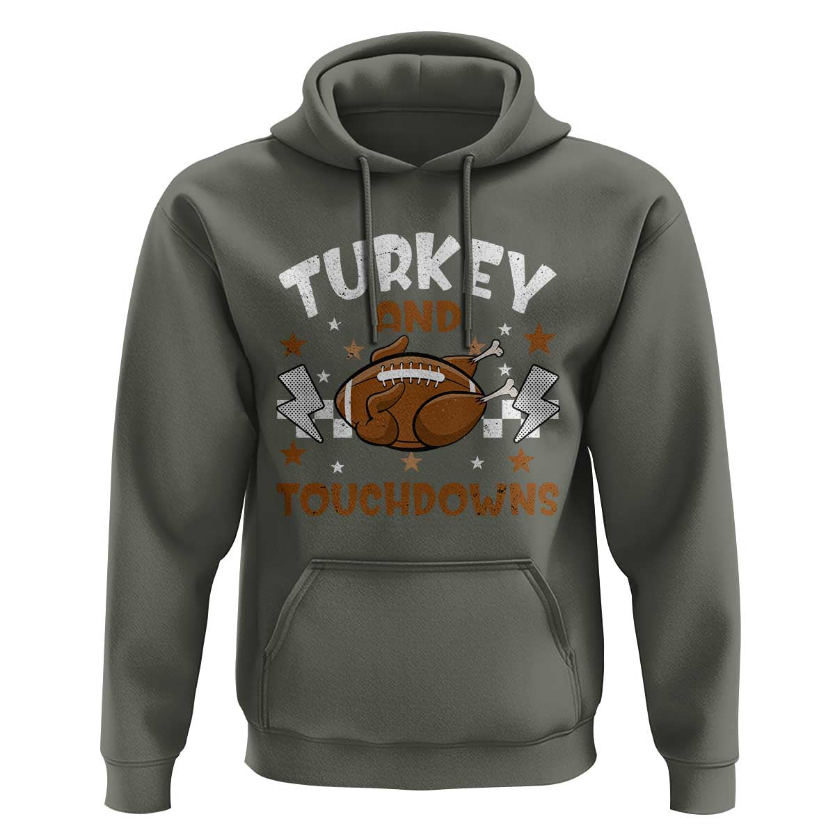 Thanksgiving Turkey And Touchdowns Football Season Hoodie Game Day