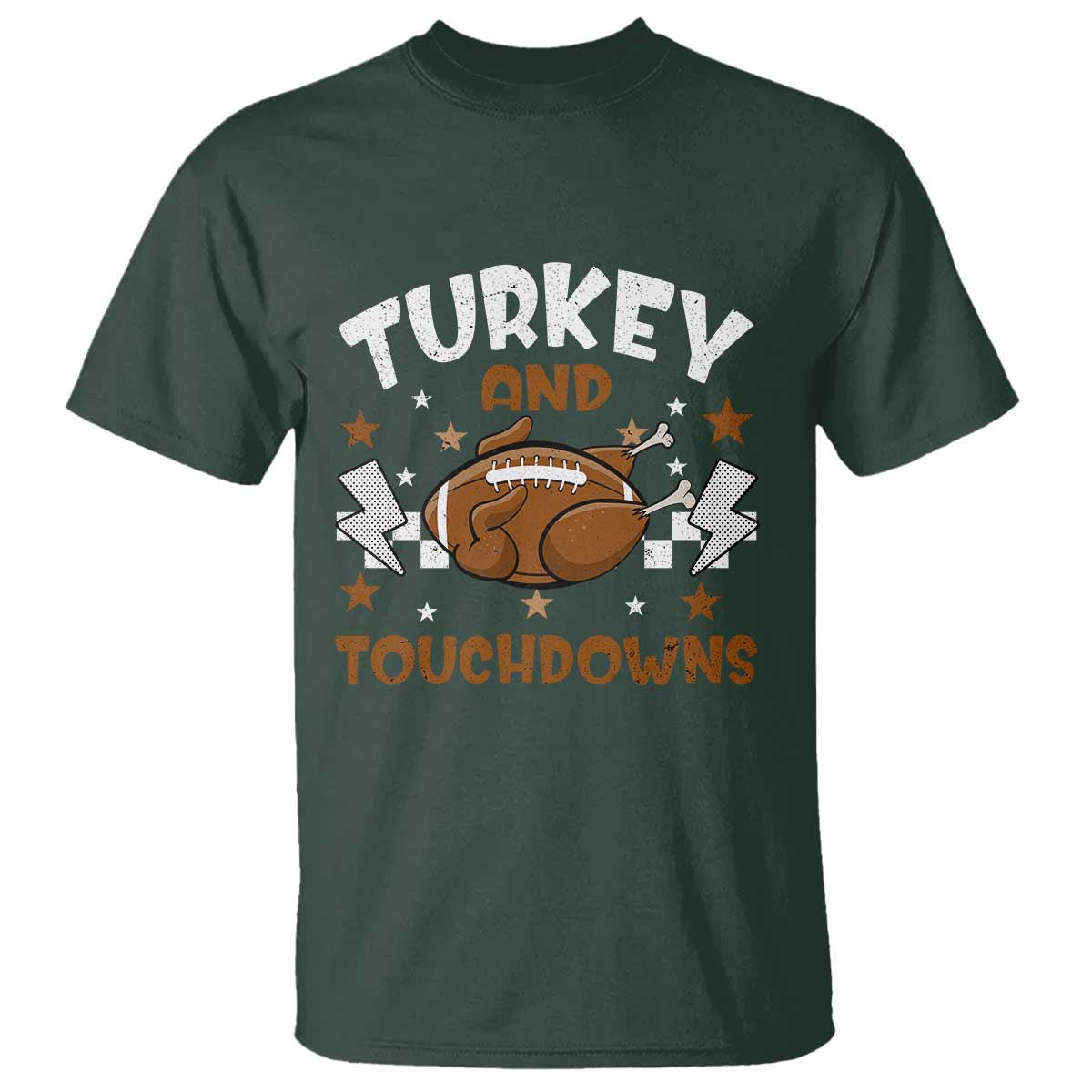 Thanksgiving Turkey And Touchdowns Football Season T Shirt Game Day - Wonder Print Shop