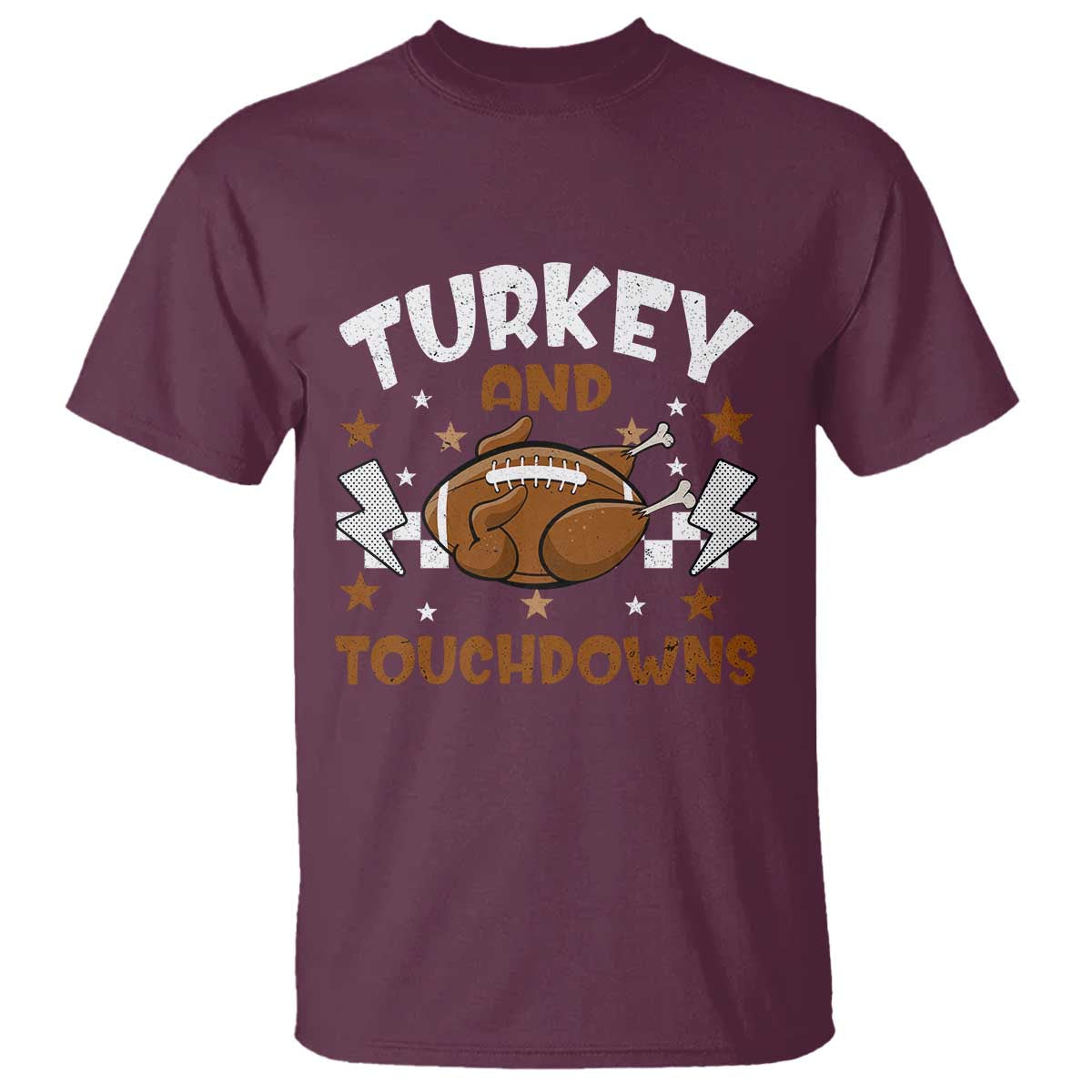 Thanksgiving Turkey And Touchdowns Football Season T Shirt Game Day - Wonder Print Shop